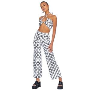 Princess Polly Black and White Latiana Floral Checkerboard Pants + Top Set 4